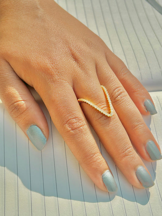 V-Shape Diamond Accent Gold Ring