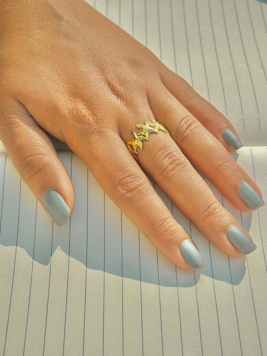 Celestial Starfish Gold Adjustable Ring