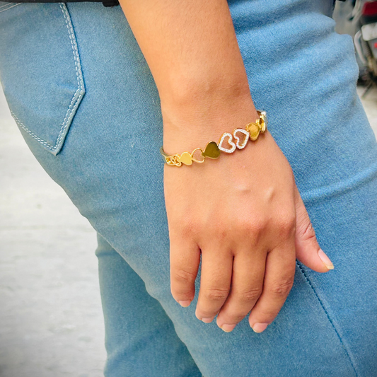 Sparkling Crystal Heart Link Bracelet