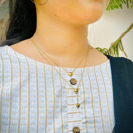 Trendy Double Chain Heart Anti Tarnish Necklace