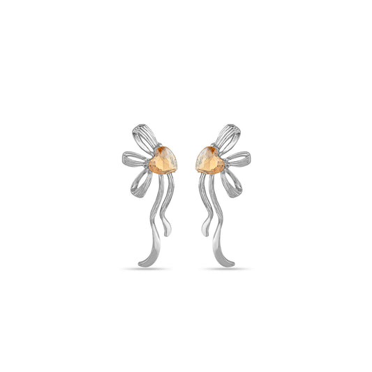 Chic Citrine Ribbon Fashion Earrings