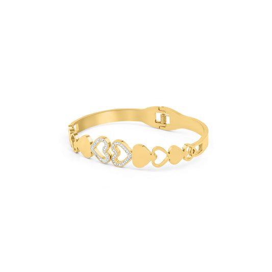 Sparkling Crystal Heart Link Anti Tarnish Bracelet