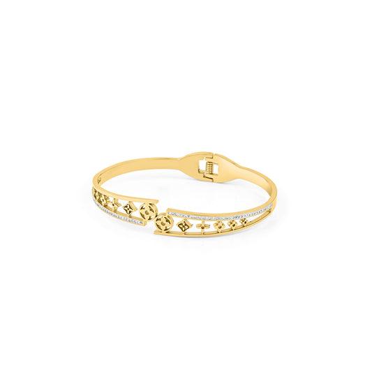 Geometric Pattern Gold Tone Anti Tarnish Bracelet