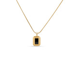 Rectangular Necklace with a Dark Stone
