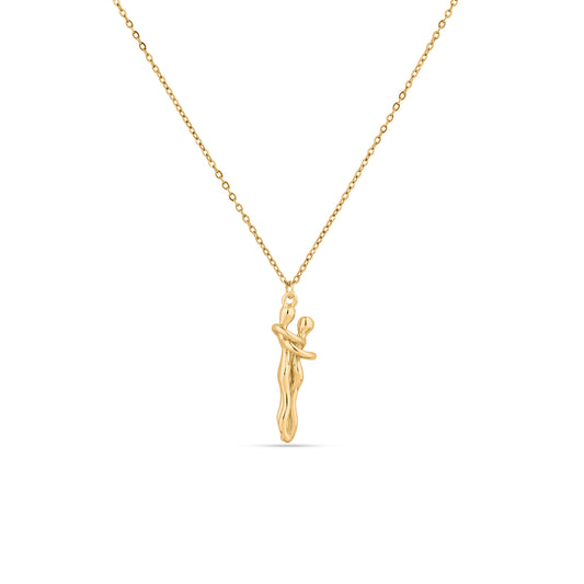 Romantic Embracing Lovers Pendant Necklace