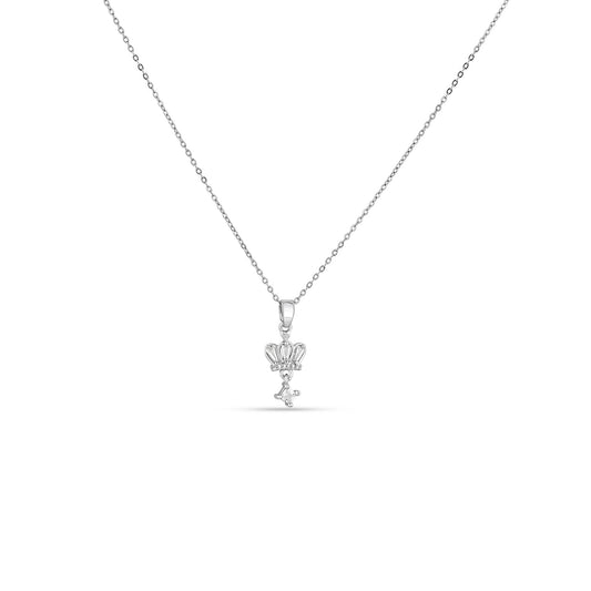 Regal Crown Silver American Diamond Necklace