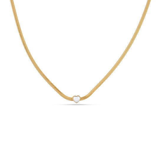 Delicate Gold Chain Necklace with Crystal Heart