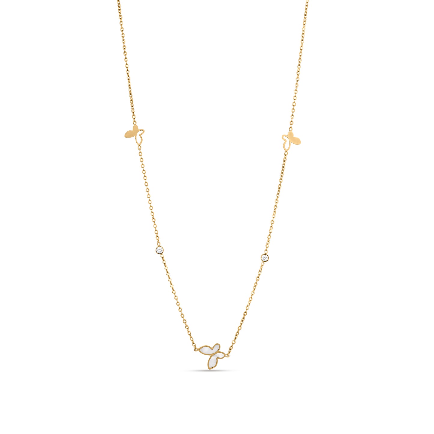 Butterfly Charm Necklace With Stones