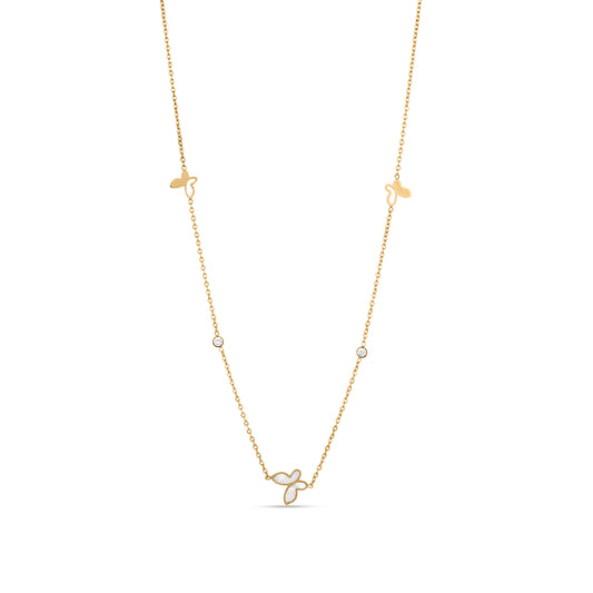 Butterfly Charm Necklace With Stones