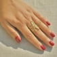 Fluid Wave Design Adjustable Gold Ring
