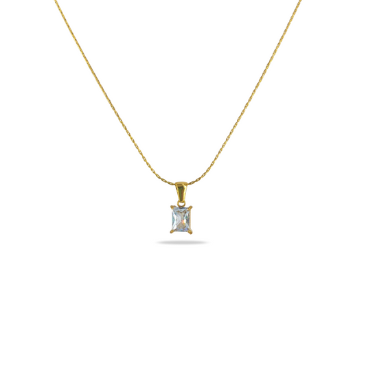Square Cut Anti Tarnish Pendant Necklace
