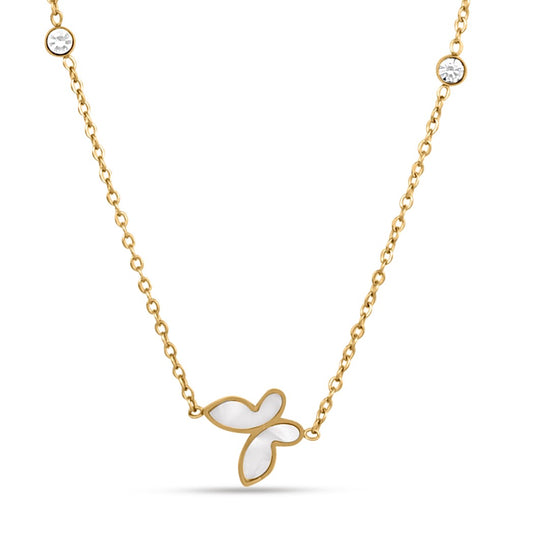 Butterfly Charm Necklace With Stones