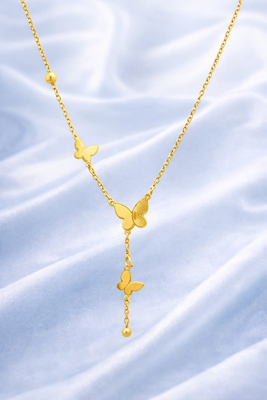 Golden Papillon Lariat Necklace