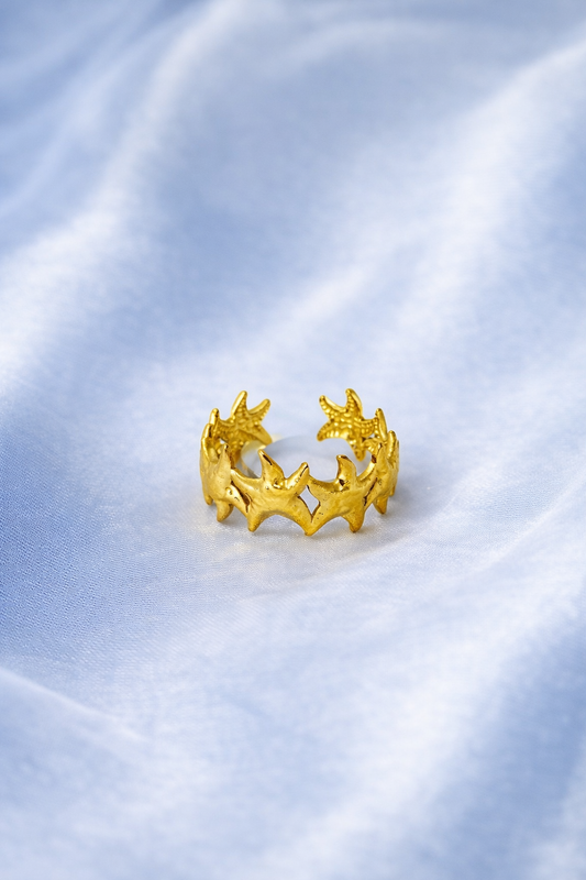 Celestial Starfish Gold Adjustable Ring