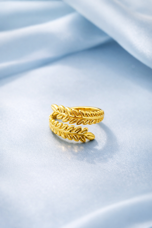 Golden Laurel Leaf Adjustable Ring