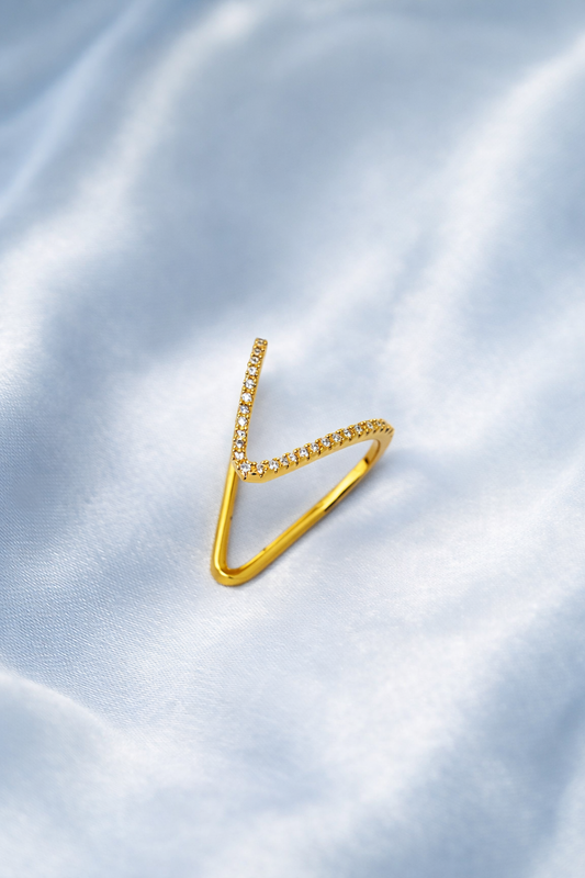 V-Shape Diamond Accent Gold Ring