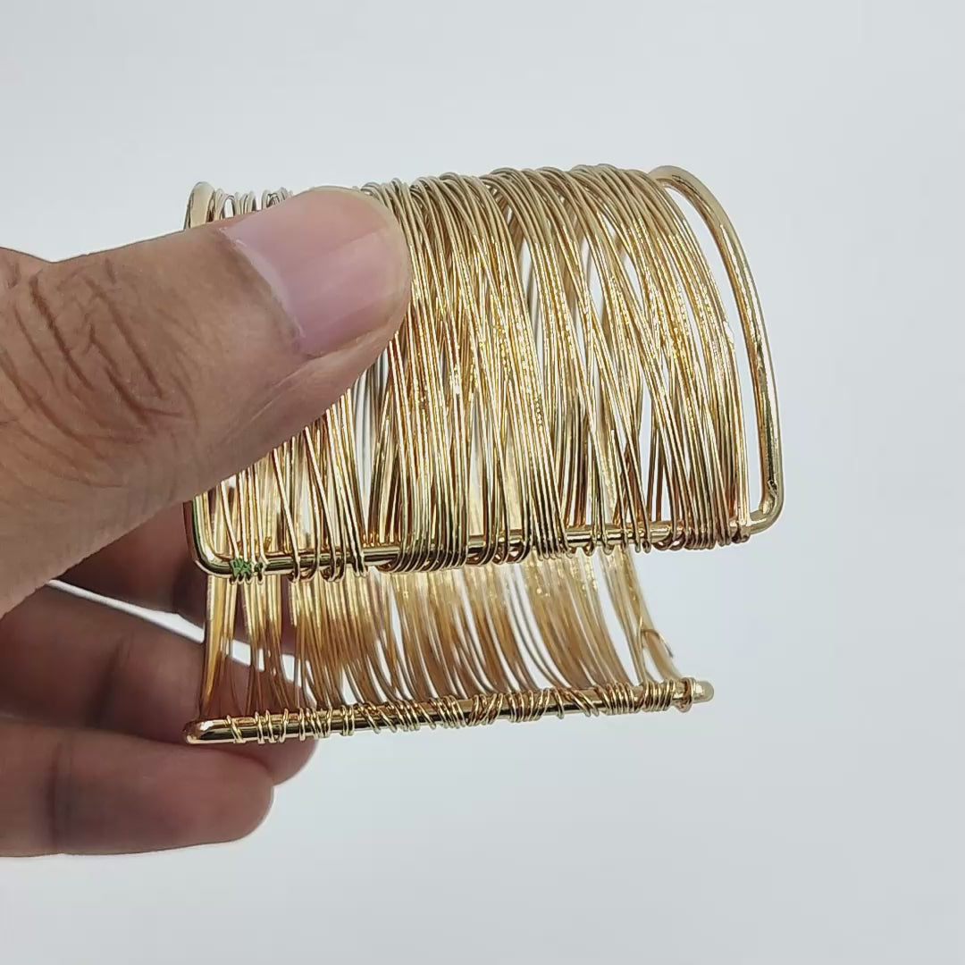 Multi-Wire Gold Cuff – Anti-Tarnish Adjustable Bracelet