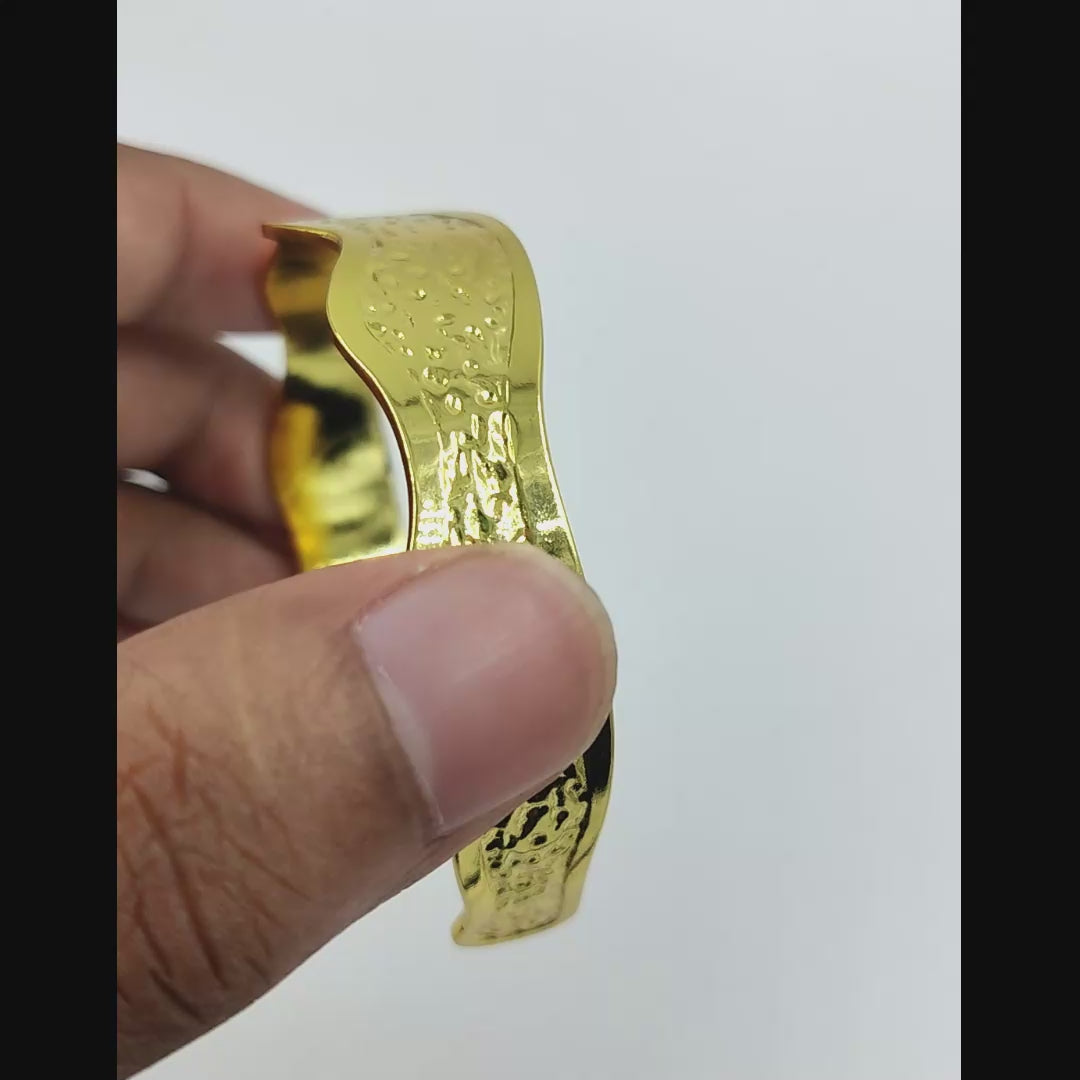 Golden Wave Edge Anti-Tarnish Adjustable Bracelet