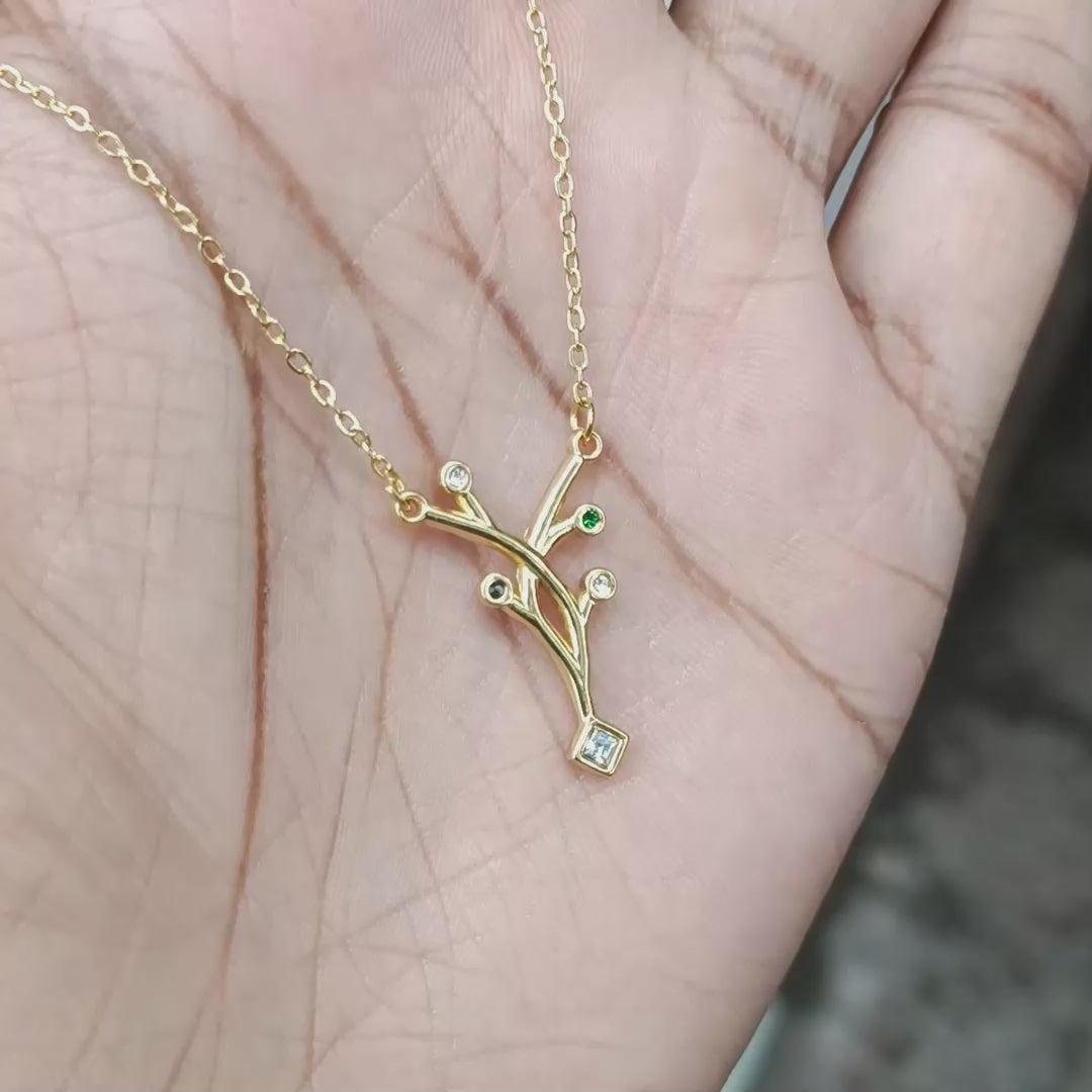 Elegant Branch Necklace with Multicolor Stone
