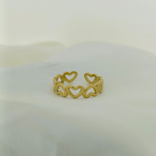 Linked Heart Adjustable Ring